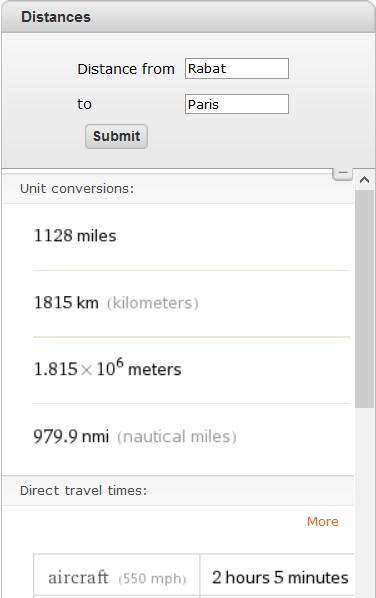 Distances entre villes